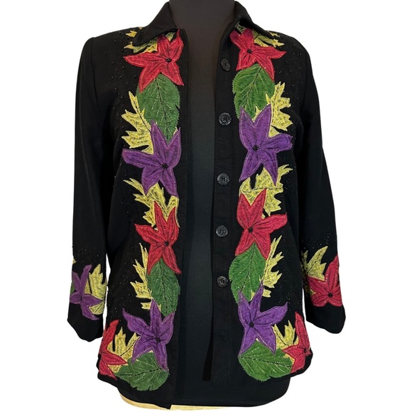 Anage embroidered vintage leaf jacket size small - Picture 3 of 14